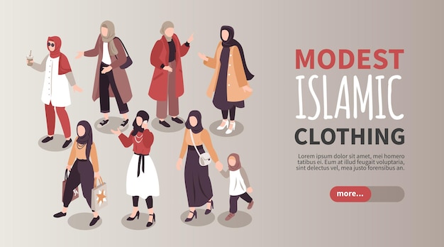 Vector modest islamic clothing horizontal banner