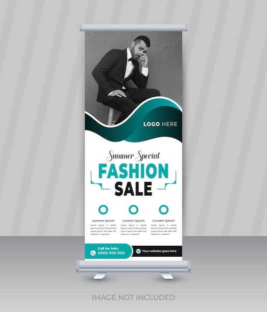 Modewinkel rollup of display standee of pull up banner ontwerp sjabloon