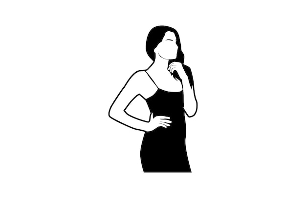 Modieuze vrouw silhouet minimalistische vectorillustratie