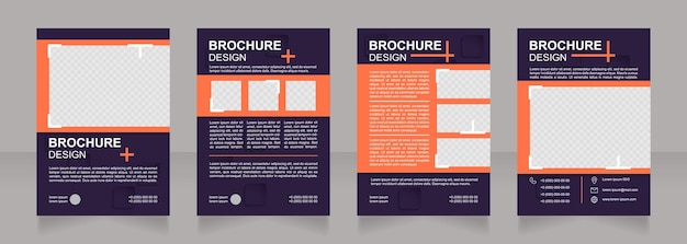 Modifying existing product for new market blank brochure design Template set with copy space for text Premade corporate reports collection Editable 4 paper pages Arial Bold Regular fonts used