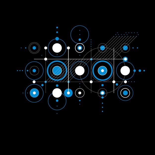 modular bauhaus blue vector background, created from simple geometric figures like circles and lines. best for use as advertising poster or banner design.