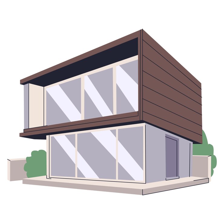 Vector modular construction of houses modular homes exterior designs of modern architecture flat vector