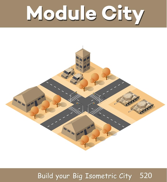 Module base camp object element for building design army armed