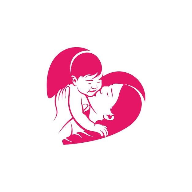 Moeder en Baby hart liefde logo vector sjabloon Illustratie symbool Creatief ontwerp