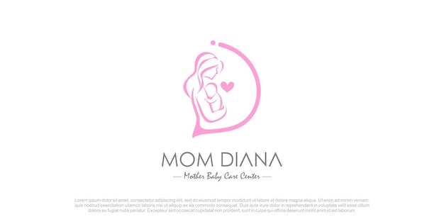 Moeder en baby logo ontwerp vector met creatief uniek concept