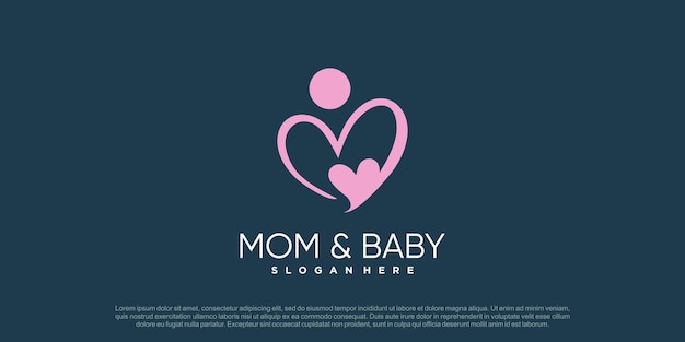 Moeder en baby logo ontwerp vector met creatief uniek concept