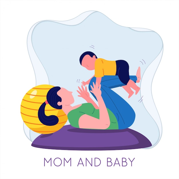 Vector moeder en baby peuter samen spelen