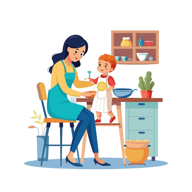 Moeder en baby speciale emotionele dagelijkse momenten vector illustratie