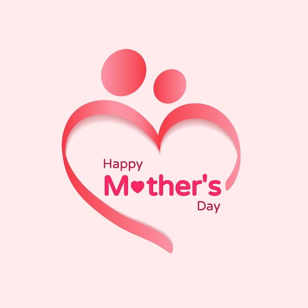 Moeder en kind hart vorm logo vector ontwerpsjabloon Abstractie lijn logo concept icoon