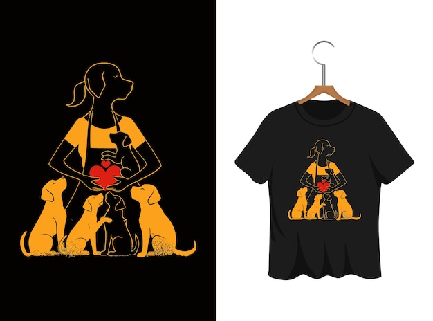 moeder hond silhouet illustratie t shirt ontwerp kunstwerk