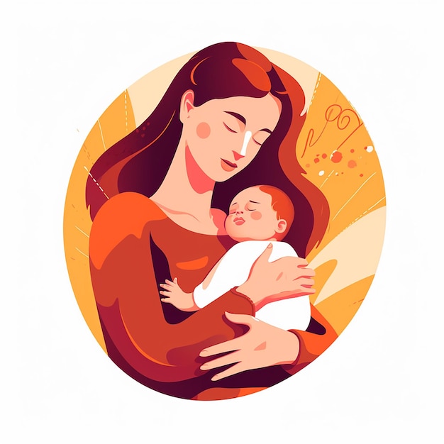 Moeder houdt liefdevol haar slapende baby Vector illustratie