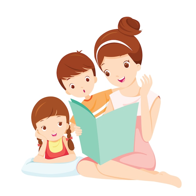 Moeder leesboek voor dochter en zoon