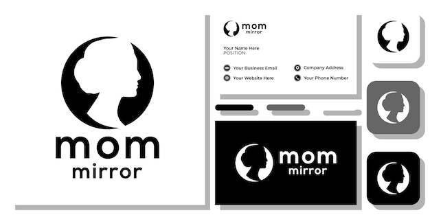 moeder spiegel combinatie symbool schattig gezicht geheugenmomenten met sjabloon voor visitekaartjes