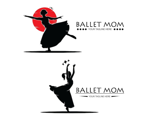 Moeder vector ballet logo silhouet set collectie