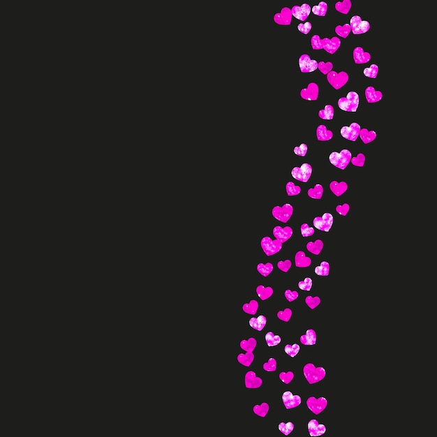 Moederdag achtergrond met roze glitter confetti. geïsoleerde hartsymbool in roze kleur. ansichtkaart voor moederdag. liefdesthema voor feestuitnodiging, winkelaanbieding en advertentie. vrouwen vakantie sjabloon