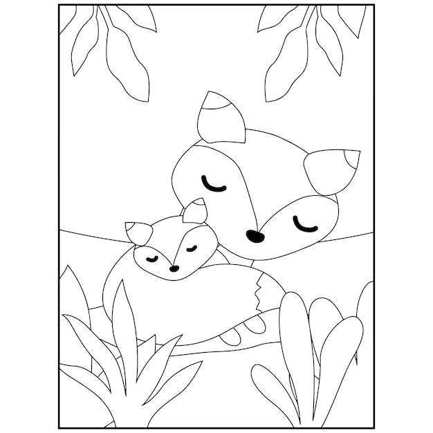 Moederdag Dieren Kleurplaten Voor Kinderen Premium Vector