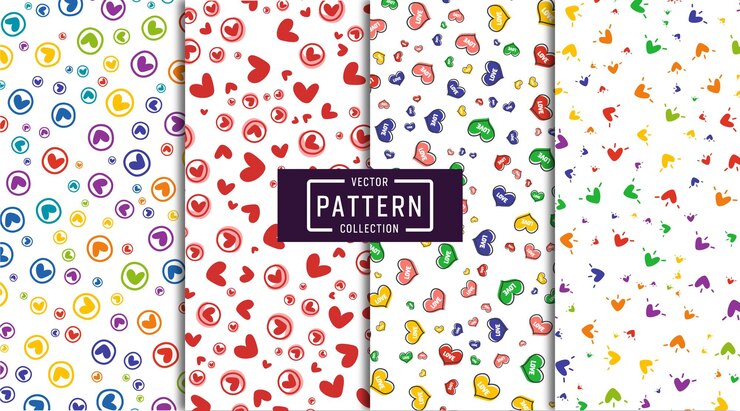 Moederdag hartvorm patroon vector collectie set van vier