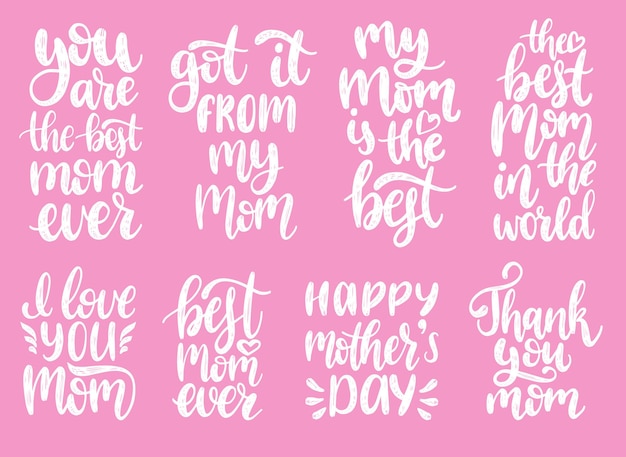 Moederdag kalligrafie belettering set.