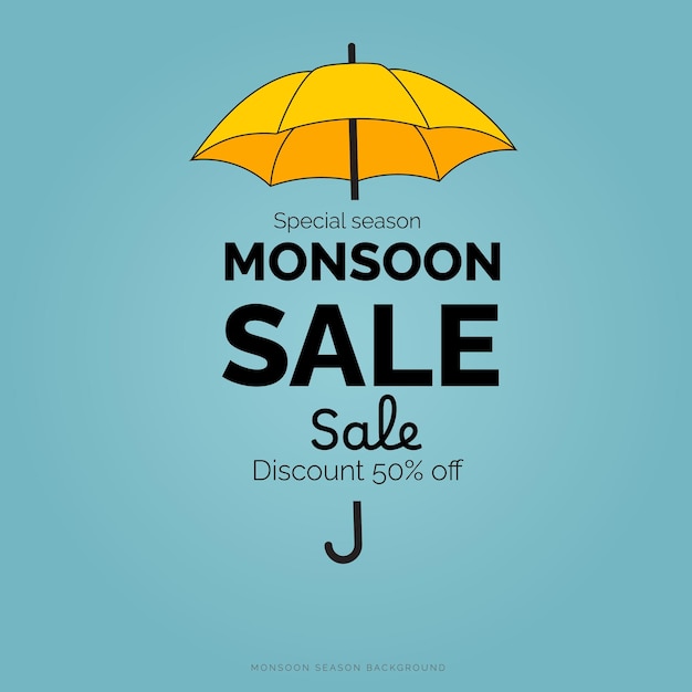 Vector moesson seizoen grote verkoop met paraplu en regenboog realistische moesson verkoop banner