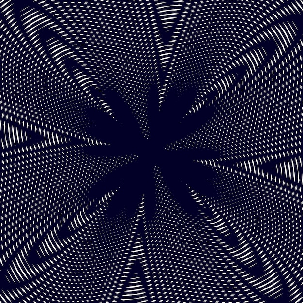 Moire pattern, op art background. hypnotic backdrop with geometric black lines. abstract vector tiling.