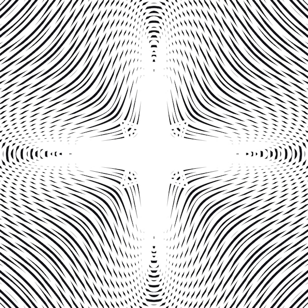 Moire pattern, op art background. Hypnotic backdrop with geometric black lines. Abstract vector tiling.
