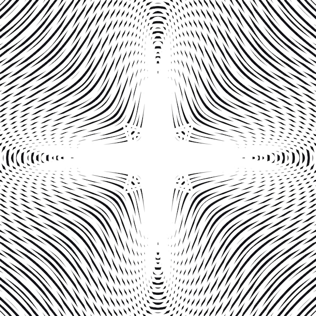 Moire pattern, op art background. Hypnotic backdrop with geometric black lines. Abstract vector tiling.