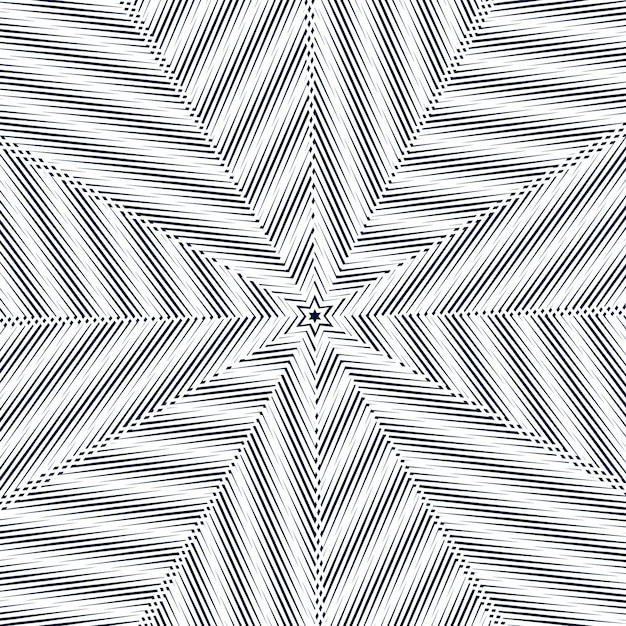 모아레 패턴, 옵 아트 배경입니다. 기하학적 검은 선이 있는 최면 배경입니다. 추상적인 벡터 타일링입니다.