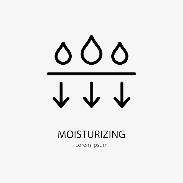 Moisture line icon vector pictogram of moisturizing cream Skincare illustration sign for cosmetics packaging