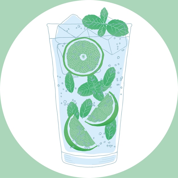 Illustrazione vettoriale di cocktail mojito