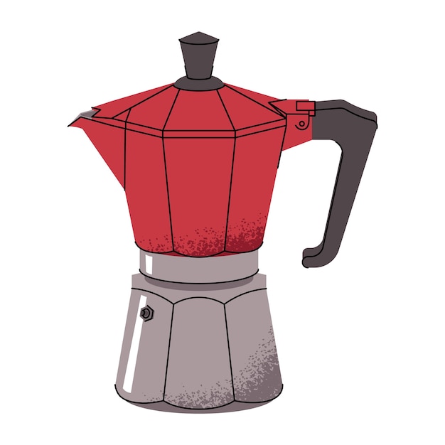 Moka Pot Coffee Maker Electric Espresso Coffee Equipment for preparing morning energy coffee hot drinks Flat vector illustration isolated on white background