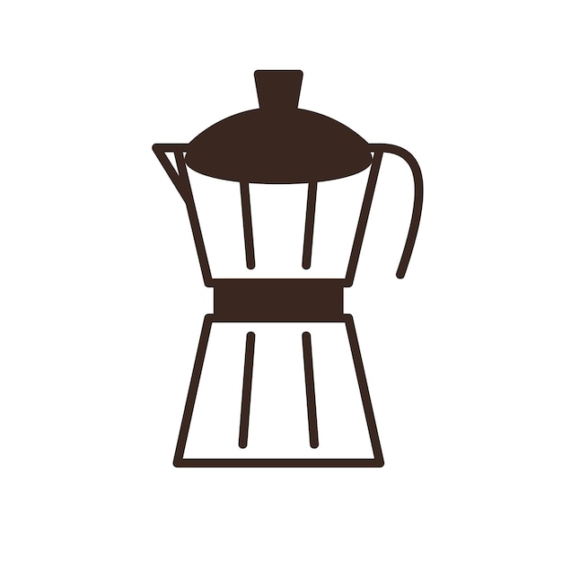 Moka pot coffee maker isolated linear icon Cafe and restaurant menu design element Coffee break outline vector pictogram Coffee shop or coffee maker logo Retro tool for cafeteria barista