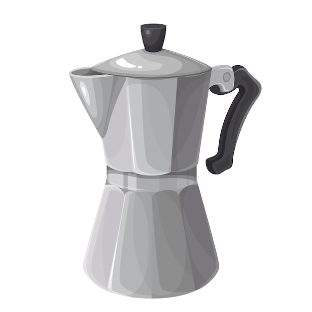 Moka per caffè espresso icona vettoriale in metallo argento caffettiera illustrazione pot