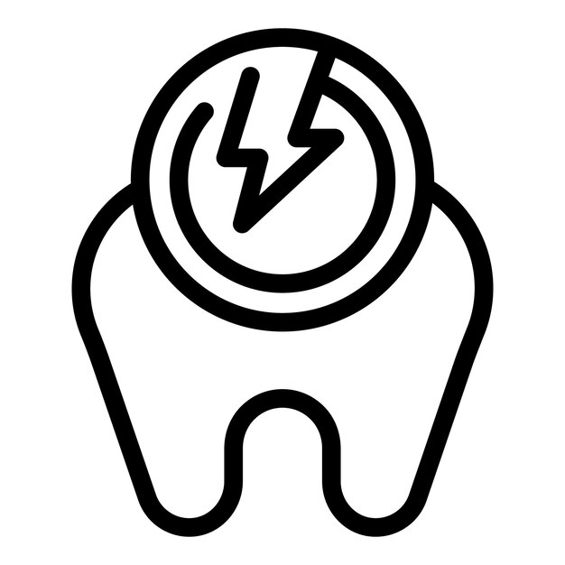 Vettore vettore del contorno dell'icona del dolore molare problema del dolore dentale