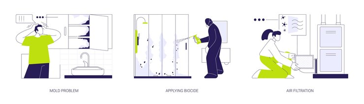 Vector mold removal in private house abstract concept vector illustrations
