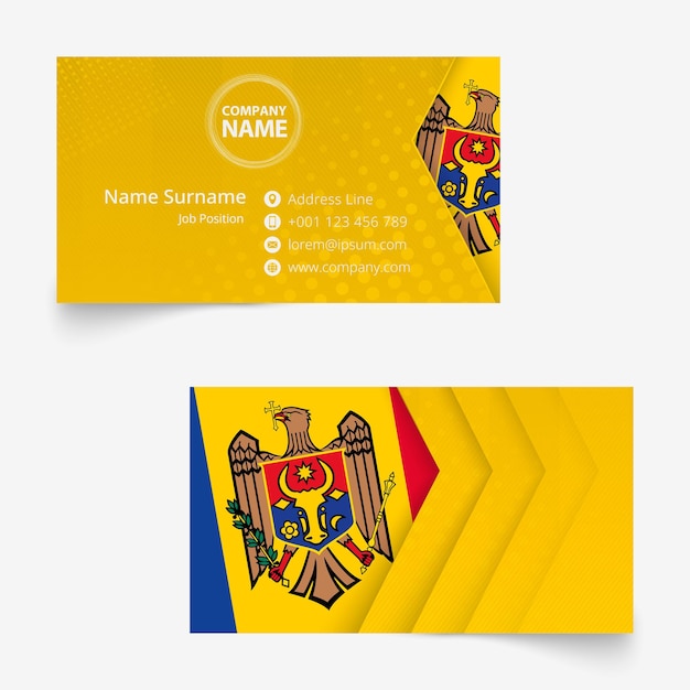 Moldova Flag Business Card, standard size (90x50 mm) business card template with bleed under the clipping mask.