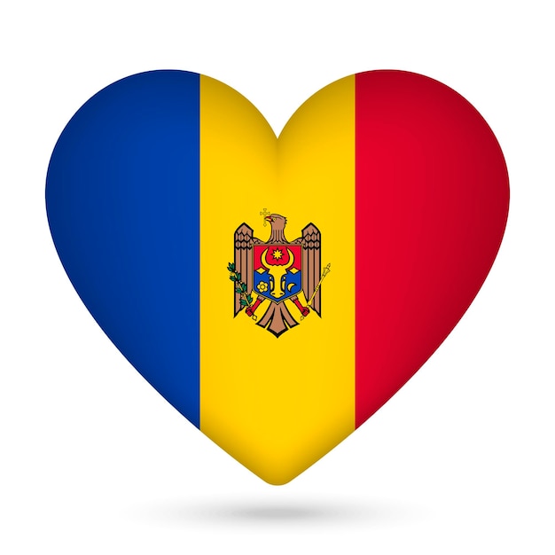 Moldova flag in heart shape Vector illustration