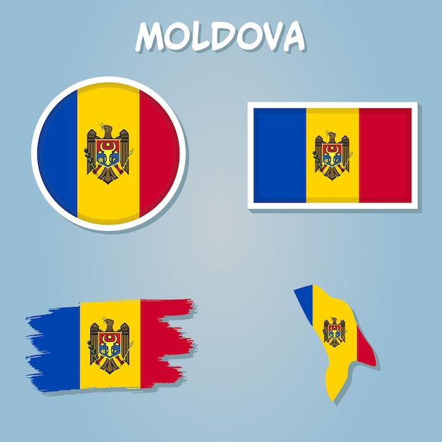 Vector moldova flag inside the moldovan map borders vector illustration