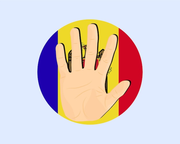 Vector moldova flag with hand stop sign protest and human rights idea