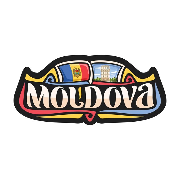 Moldavia adesivo bandiera logo distintivo souvenir di viaggio illustrazione