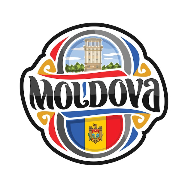 Moldavia adesivo bandiera logo distintivo souvenir di viaggio illustrazione
