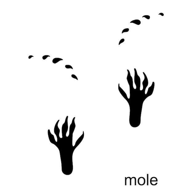 След крота След крота Шаги крота Отпечаток руки в черном цвете Для плакатов, поздравительных открыток, обложки книги