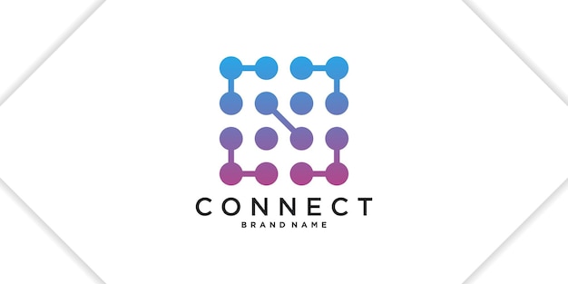 Molecul tech logo ontwerp Creatieve vorm modern concept Premium Vector