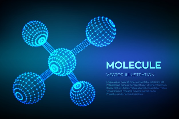 Moleculaire structuur. dna, atoom, neuronen. moleculen en chemische formules.