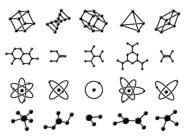 Vector moleculaire structuur zeshoek dna-molecuul logo verbonden moleculen chemische formule zwart chemisch of medicijnonderzoek recente vectorpictogrammen