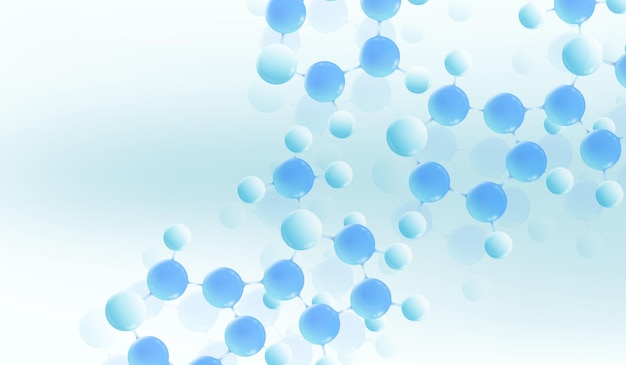 Molecola o atomo della struttura di vettore 3d molecolare. illustrazione scientifica di vettore per scienza o fondo medico. modello di innovazione molecolare. ricerca di chimica di fondo biotecnologico astratto.