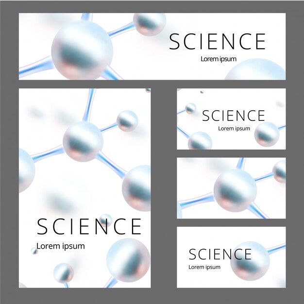 Vector molecular abstract identity set. banner, a4 blank, business card.  illustration. atoms.