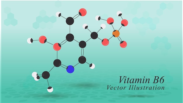 Una rappresentazione molecolare della struttura della molecola piridossale della vitamina b6 per la salute e la nutrizione