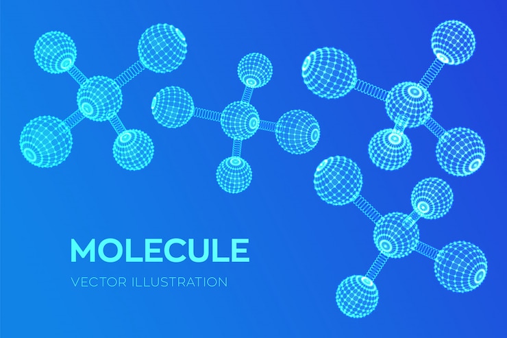 Vector molecular structure. dna, atom, neurons. molecules and chemical formulas.