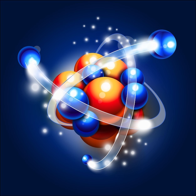 Vettore illustrazione di molecole, atomi e particelle