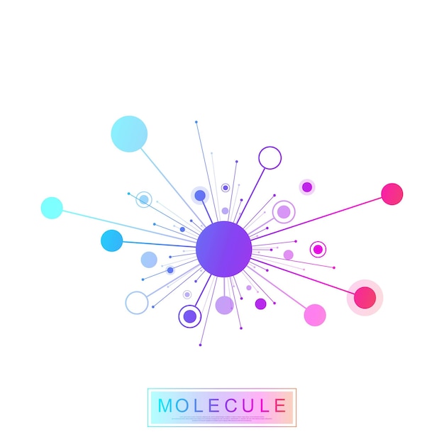 Molecola logo modello icona scienza genetica logotipo, elica del dna. analisi genetica ricerca codice biotecnologico test del dna infografica. mappa della sequenza del genoma. test genetico della struttura della molecola illustrazione vettoriale.